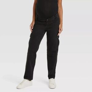 Women's Black Maternity Cargo Jeans